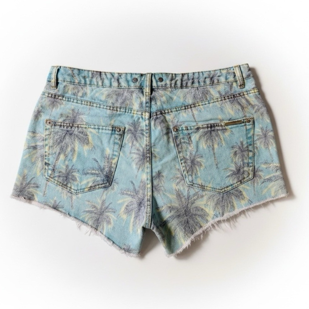🌴Animale Tropical Palm Tree Print Denim Cutoff Brazil Shorts Women's 10 $115 🌴